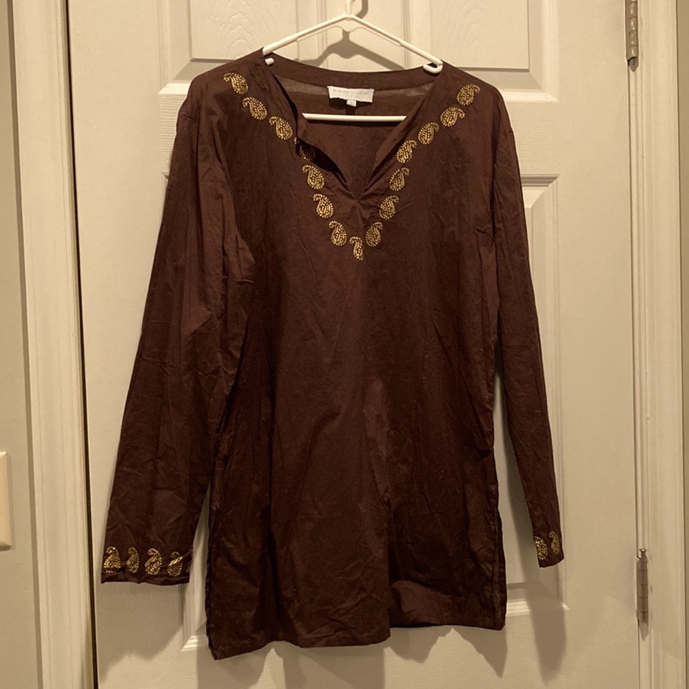 Elizabeth Hurley Beach brown cotton tunic, Sz L